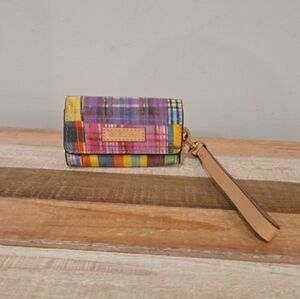 Vintage Dooney & Bourke Plaid Wristlet Card Case Wallet With Ants